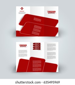 Brochure template. Business trifold flyer.  Creative design trend for professional corporate style. Vector illustration. Red color.