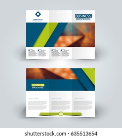 Brochure template. Business trifold flyer.  Creative design trend for professional corporate style. Vector illustration. Blue and green color.