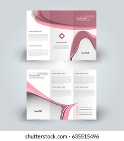 Brochure template. Business trifold flyer.  Creative design trend for professional corporate style. Vector illustration. Pink color.