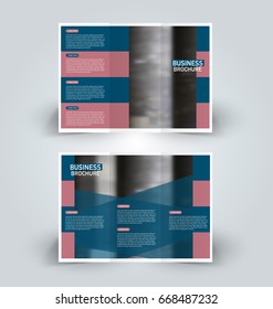 Brochure template. Business trifold flyer.  Creative design trend for professional corporate style. Vector illustration. Pink and blue color.