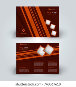 Brochure template. Business trifold flyer.  Creative design trend for professional corporate style. Vector illustration. Red and orange color.