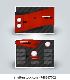 Brochure template. Business trifold flyer.  Creative design for professional corporate style. Vector illustration. Black and red color.