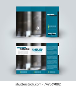 Brochure template. Business trifold flyer.  Creative design trend for professional corporate style. Vector illustration. Blue color.