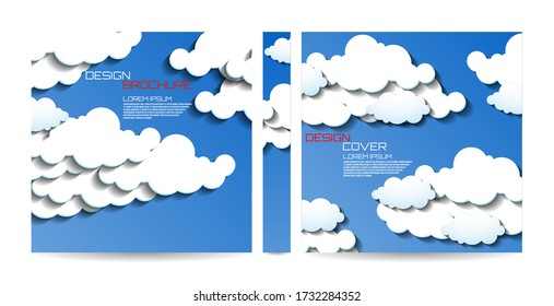 Brochure template with clouds. Magazine, poster, book, presentation, advertising. Abstract vector background. Cover design your text