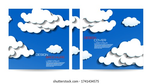 Brochure template with clouds. Magazine, poster, book, presentation, advertising. Abstract vector background. Cover design your text