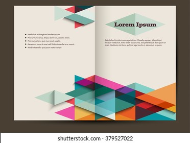 Brochure template with colorful abstract background, retro, eps10 vector