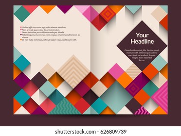 Brochure template, colorful abstract squares with shadows, eps10 vector