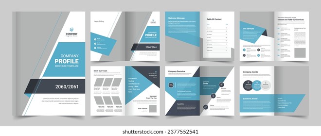 Plantilla de folleto, Diseño de folleto corporativo, Propuesta de proyecto, perfil de empresa, Informe anual, 12 páginas
