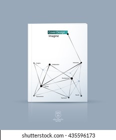Brochure template, cover design annual report, flyer layout, leaflet in A4 with abstract triangles and polygons grid for business, technology and science with future network idea. Vector.