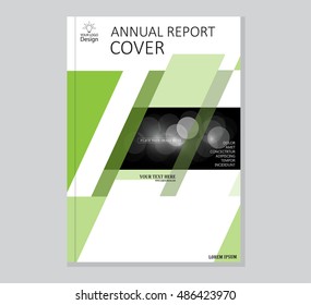 Brochure template, cover design, annual report, magazine and flyer layout with blue green geometric shapes on polygonal background. Vector illustration
