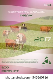 Brochure template, cover design, annual report, magazine and flyer layout. Eco agrarian cover design. Vector illustration.