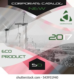 Brochure template, cover design, annual report, magazine and flyer layout. Eco energy cover design. Vector illustration.