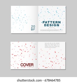 Brochure template design. Abstract connect polygonal network background with dots and lines.
