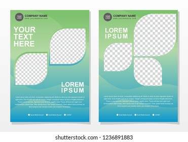 Brochure template design with blue and green gradation background