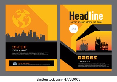 Brochure template design. Concept of architecture design. construction brochure layout,, layout in A4 size