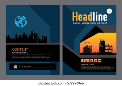 Brochure template design. Concept of architecture design. construction brochure layout,, layout in A4 size