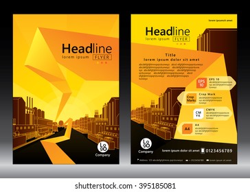 Brochure template design. Concept of industrial plant and manufacture building. Vector illustration