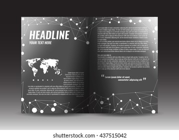 Brochure template design with connection abstract background. Corporate booklet. Stock vector.
