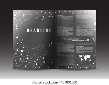 Brochure template design with connection abstract background. Corporate booklet. Stock vector.