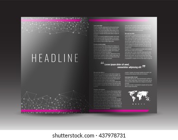 Brochure template design with connection abstract background. Corporate booklet. Stock vector.