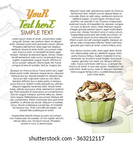 Brochure template design with cupcake in sketch style. Vector illustration.