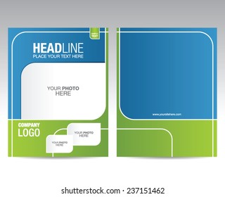 Brochure template design front and back cover, with place for your photo, company logo and other information, vector illustration