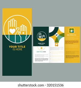 Brochure template design, with hand sign