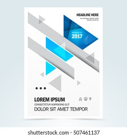 Brochure template design magazine cover, flyer print size A4 booklet business report, triangles geometric abstract