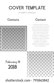 Brochure template design. Modern cover page layout. Energetic trendy poster. Vector illustration on transparent background.