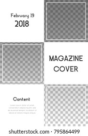 Brochure template design. Modern cover page layout. Enchanting trendy poster. Vector illustration on transparent background.