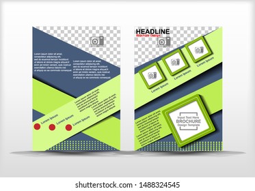 brochure template design, with a modern style, and soft green leaf buds, and navy colors