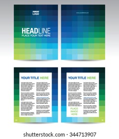Brochure template design with mosaic design, with open pages