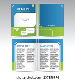 Brochure template design with open pages, vector illustration