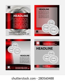 Brochure template design with red and gray shapes. Cover layout 