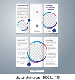 brochure template design with trifold layout vector, multipurpose flyer in a4 paper