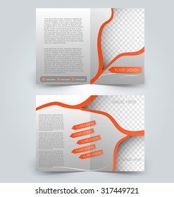 Brochure template design. Two page mock up flyer. Orange color vector illustration.