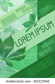 Brochure template in eco style with low poly chestnut leaves.