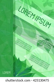 Brochure template in eco style with low poly chestnut leaves.
