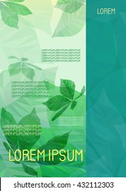 Brochure template in eco style with low poly chestnut leaves.