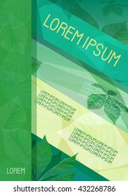 Brochure template in eco style with low poly chestnut leaves.