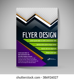 Brochure template. Editable A4 poster for design, presentation, education, website, magazine cover. Business flyer. Green and purple colors.