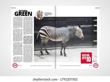 Brochure template flyer with animal nature, vector mockup