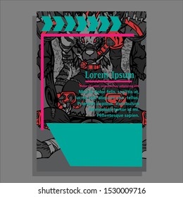Brochure template flyer background for business design with wolf Illustration