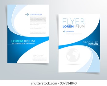 Brochure template flyer background for business design in A4 size , blue curve line element with white space, Vector EPS10