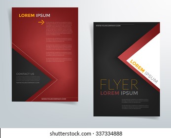 Brochure template flyer background for business design in A4 size , red and black element with triangle , Vector EPS10