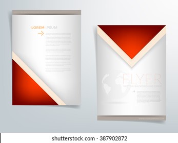 Brochure template flyer background for business design in A4 size , red and silver and black element with triangle , Vector EPS10