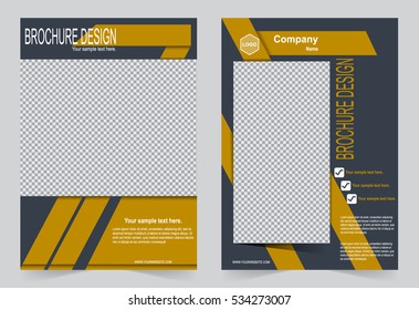 Brochure template, Flyer design black and yellow template