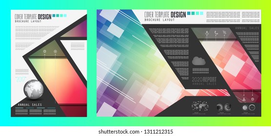 Modelo de folheto, design de panfleto ou capa de Depliant para fins comerciais. Layout elegante com espaço para texto e imagens.