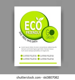Brochure template flyer design for environment on eco friendly vector background