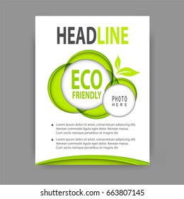 Brochure template flyer design for environment on eco friendly vector background